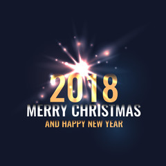 Vector illustration Merry Christmas and Happy new year 2018 with the flash or sparkle