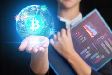 The concept of business, technology, the Internet and the network. A young entrepreneur working on a virtual screen of the future and sees the inscription: