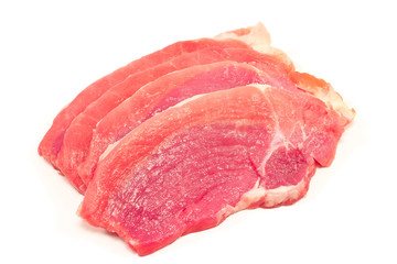 Raw pork meat chop isolated on white