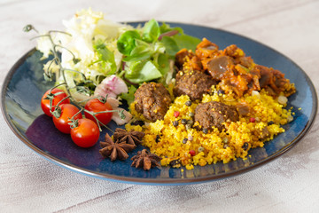 Moroccan beef kefta meatballs meatball and semolina