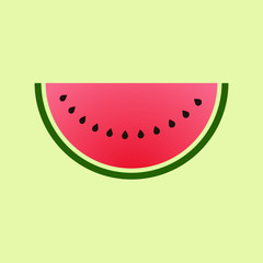 Watermelon icon on yellow background. Red Watermelon logo vector illustration.