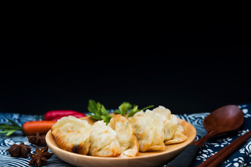 Chinese food Fried dumplings on plate