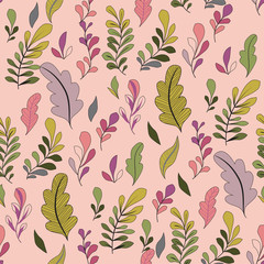 Texture with flowers and plants. Floral ornament. Original flowers pattern.