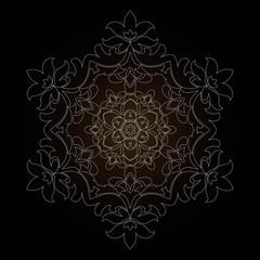 Isolated outline of the ornament in the form of a mandala. Vintage mandala, elements in floral style.