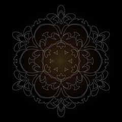 Isolated outline of the ornament in the form of a mandala. Vintage mandala, elements in floral style.