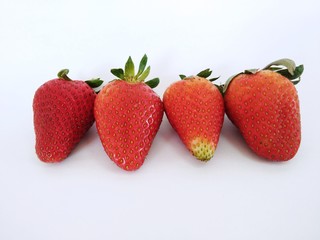 the red strawberries