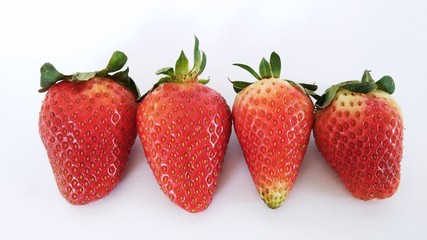 the red strawberries