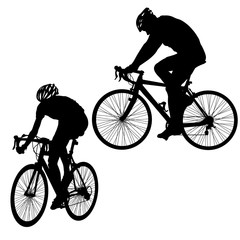 Naklejka premium Set silhouette of a cyclist male on white background