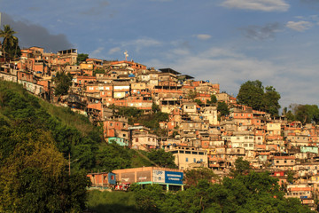 Brazilian slum ("favela") at a hillside of Rio de Janeiro