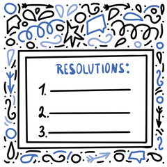 Resolutions template. Blank for goals. Vector illustration.