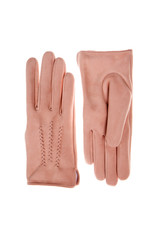 pink suede gloves