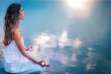 Mindfulness and Meditation. Yoga Woman Detail. Lotus position