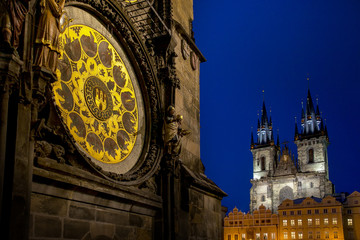 PRAGUE, CZECH REPUBLIC - FEBRUARY 20, 2013: the Old Square Town during the snowfall