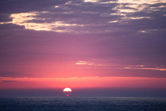 Dramatical sunset over the ocean