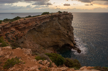 Fototapeta na wymiar Sunrise in the Cap Martinet on the island of Ibiza