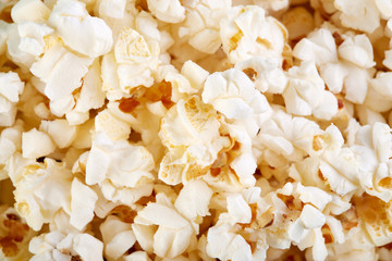 Popcorn border isolated on white. Film. Fast food. Corn