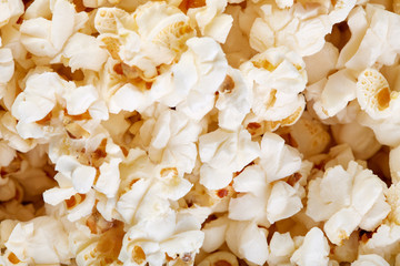 Popcorn border isolated on white. Film. Fast food. Corn