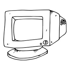 Old computer monitor. CRT monitor. Vector illustration.