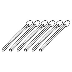 Matchbox icon. Vector illustration of a match. Hand drawn row of wooden matches.