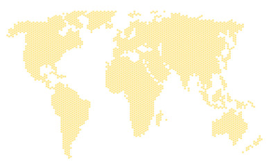 Fototapeta na wymiar Honeycomb world map.
