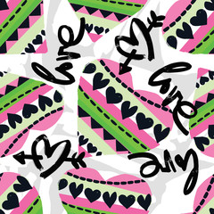 Love seamless girls motivation pattern. Funky t-shirt print