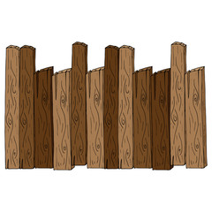 Wooden fence. Vector of a fence made of wooden planks. Hand drawn board of wooden planks.