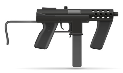 machine submachine hand gun street gang weapons stock vector illustration