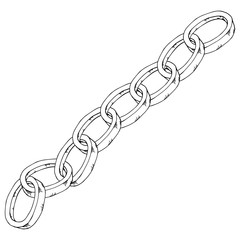 Chain icon. Vector illustration of a metal chain. Hand drawn metal chain.