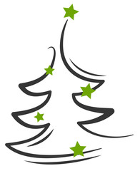 Tannenbaum mit gruenen Sternen