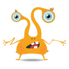 Cartoon monster icon. Cute and funny cartoon monster. Vector illustration.