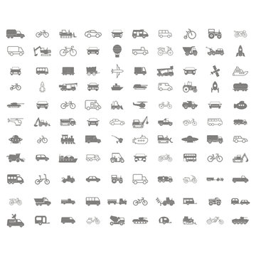 monochrome set with vector transport icons for your design