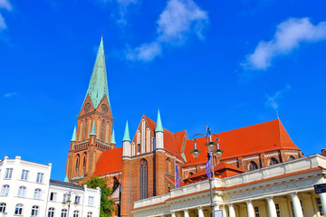 Fototapeta premium Schwerin Dom - Schwerin the cathedral, a famous brick building