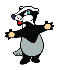 badger animal mascot big hug cartoon