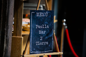 Menú de un restaurante 