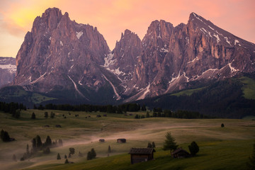Sunrise at the Alpe di Suisi in Italy