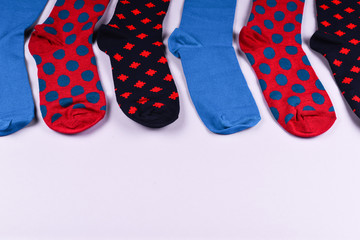 Colorful collection of cotton socks.