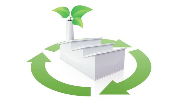 Usine blanche verte et recyclage (boucle avec reflet)