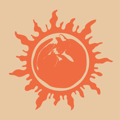 Sleeping cat shining like sun romantic template.