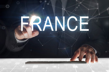 Business man touching screen with 