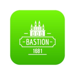 Naklejka premium Royal bastion icon green vector isolated on white background