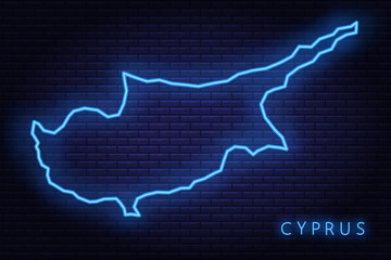 Map of Cyprus, neon light. Vector illustration of the EPS 10.