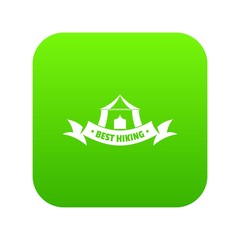 Best hiking icon green vector isolated on white background