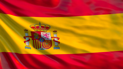 Spanish flag. 3d illustration of waving flag of Spain