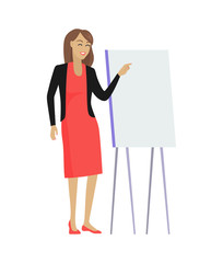 Smiling Woman and Presentation Vector Illustration