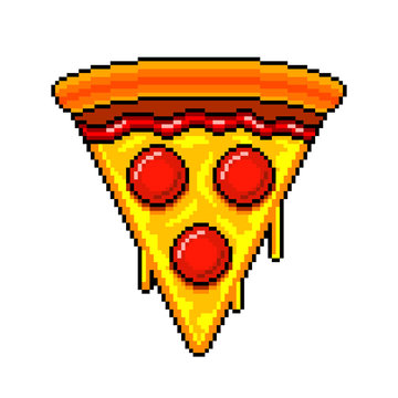 Pixel slice of pizza detailed illustration isolated vector