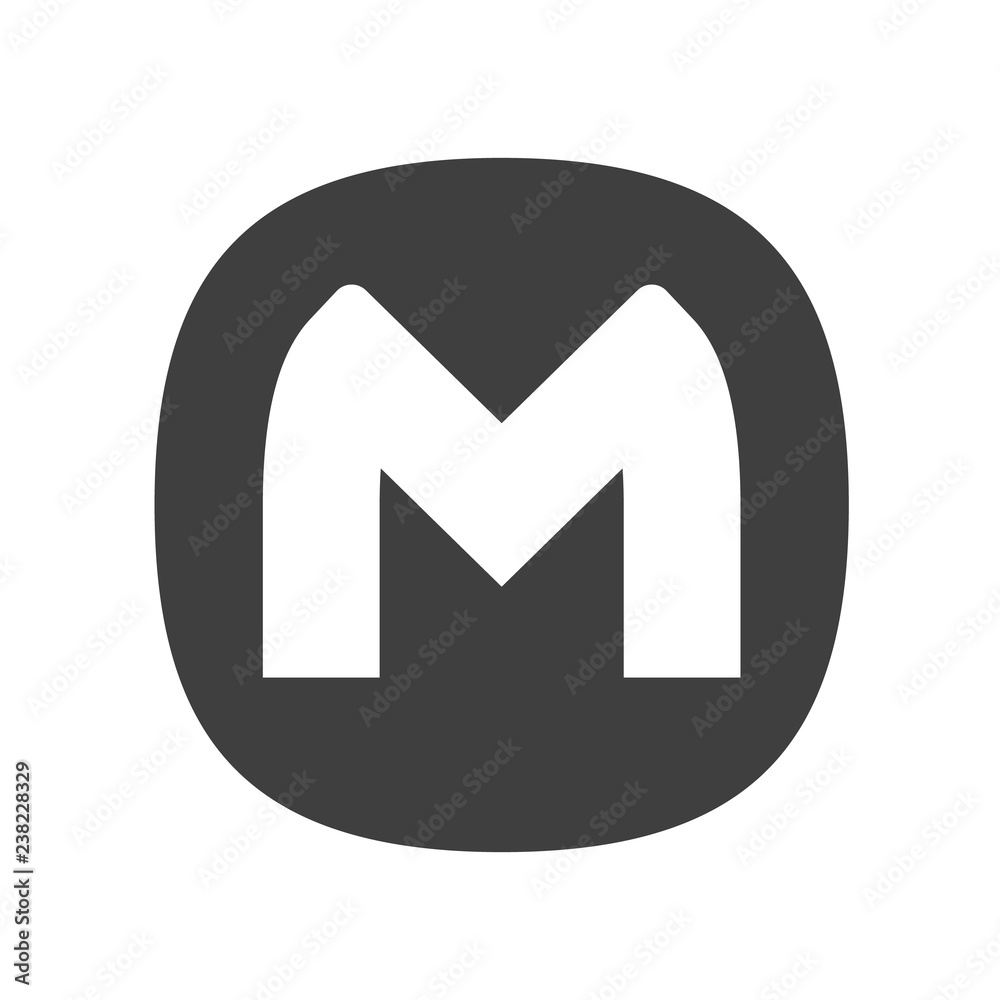 Poster letter m flat web icon or sign isolated on white background. vector web icon template