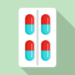 Red blue capsule icon. Flat illustration of red blue capsule vector icon for web design