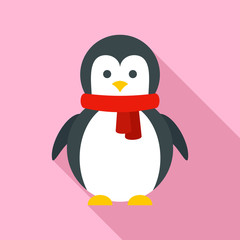 Xmas penguin icon. Flat illustration of xmas penguin vector icon for web design