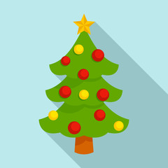 Xmas tree icon. Flat illustration of xmas tree vector icon for web design