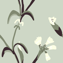 Simple pastel color floral pattern vector seamless